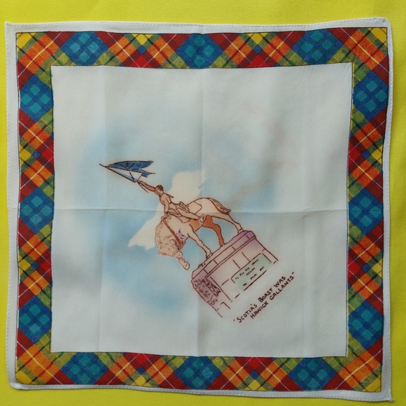 Vintage Scottish Handkerchief Souvenir scarf  Scotia's Boast Hawick Callants - Picture 2 of 12